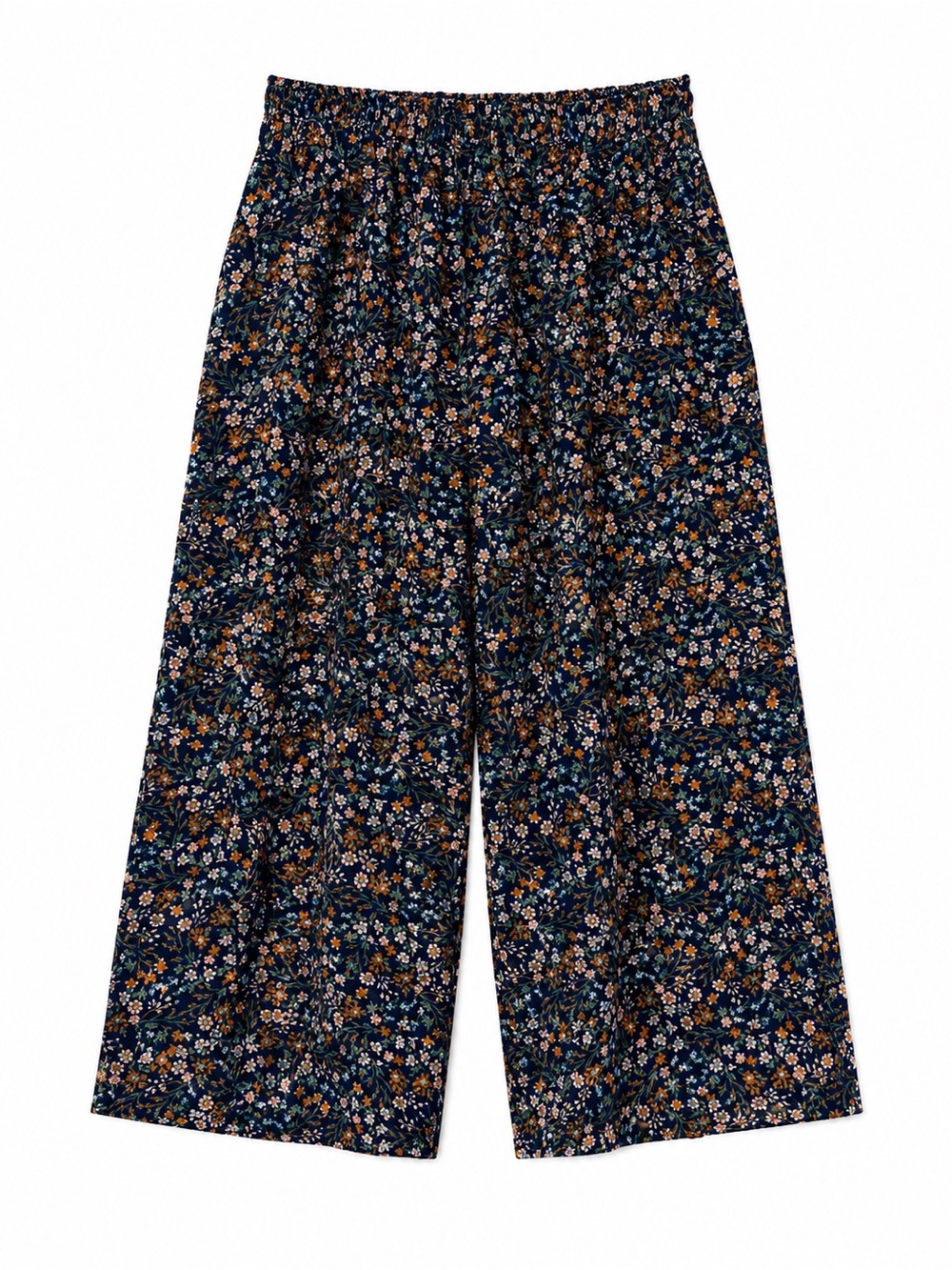 Smitten Floral Boho Wide Leg Capri Pants Women’s Large Rayon Pockets
